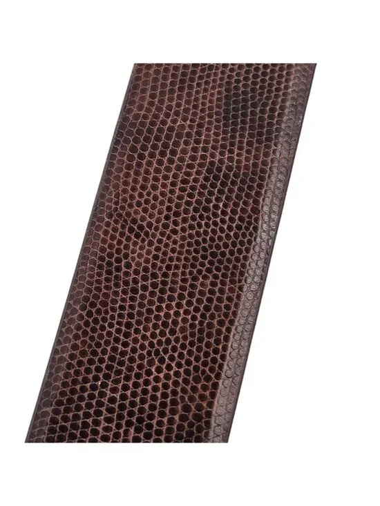 Chicos Belt Womens M Brown Lizard Pattern Polished Silvertone Buckle Western - Picture 5 of 10